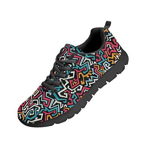 Kuiaobaty Laufschuhe Herren Sneaker Camouflage Tier Textur Tribal Muster Athletic Turnschuhe Leichte Sportschuhe Schwarz, Farbe Graffiti, 42.5 EU von Kuiaobaty