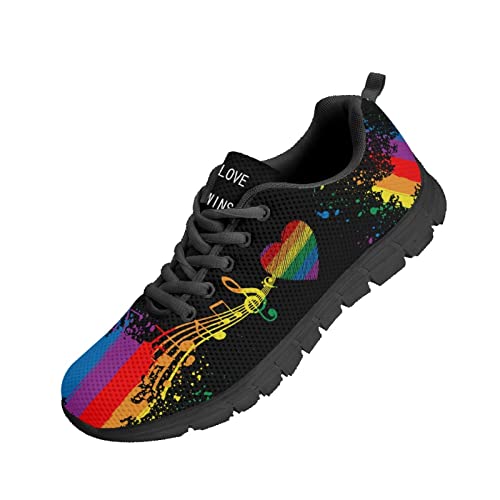 Kuiaobaty Laufschuhe Herren Sneaker Camouflage Tier Textur Tribal Muster Athletic Turnschuhe Leichte Sportschuhe Schwarz, Regenbogenfarbenspritzer, 42 EU von Kuiaobaty