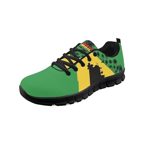 Kuiaobaty Laufschuhe für Herren, Camouflage, Tierstruktur, Tribal-Muster, athletische Sneaker, leichte Sportschuhe, Schwarz, Jamaika Island, 43.5 EU von Kuiaobaty