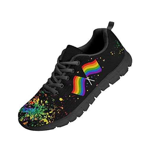 Kuiaobaty Leichte Sportschuhe, Hundepfoten, Tribal-Streifen, Totenköpfe, bequeme Arbeitstrainer, niedriger Schnitt, Lgbt Pride Regenbogen-Flagge, 38 EU von Kuiaobaty