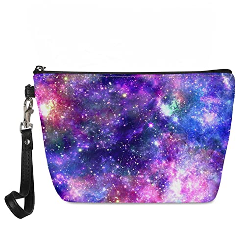 Kuiaobaty Sternenhimmel Frauen Kosmetiktasche Tragbare Galaxy Stars Reißverschluss Geldbörsen Make-up Tasche Reise Kosmetiktasche Kulturtasche für Mädchen, Sternenhimmel lila, Taschen-Organizer von Kuiaobaty