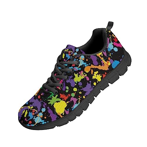 Kuiaobaty Tribal-Stil Damen-Wanderschuhe, Herren-Sneaker, Totenköpfe, Bohemia, Blumenschuhe, Komfort-Sneaker zum Wandern, Joggen, Farbspritzer, 39.5 EU von Kuiaobaty