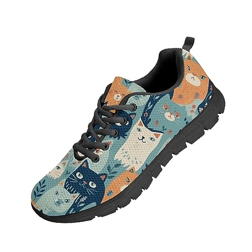 Kuiaobaty Tribal-Stil Damen-Wanderschuhe, Herren-Sneaker, Totenköpfe, Bohemia, Blumenschuhe, Komfort-Sneaker zum Wandern, Joggen, Neuheit Katzen, 40.5 EU von Kuiaobaty