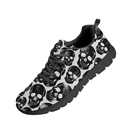 Kuiaobaty Tribal Style Damen Wanderschuhe Herren Sneaker, Totenkopf, Bohemia Floral Schuhe Komfort Trainer zum Wandern, Joggen, Gothic Skulls, 40.5 EU von Kuiaobaty