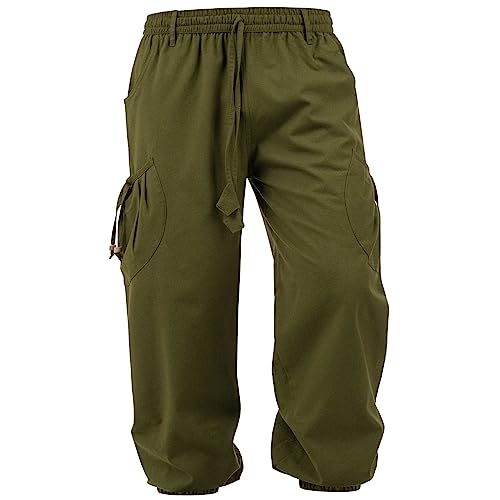 Kunst und Magie Unisex Goa Pluderhose Pumphose Freizeithose Cargohose Baumwolle, Größe:4XL, Farbe:Army Green Kunst und Magie Unisex Goa Pluderhose Pumphose Freizeithose Cargohose Baumwolle, Größe:4XL, Farbe:Army Green von Kunst und Magie