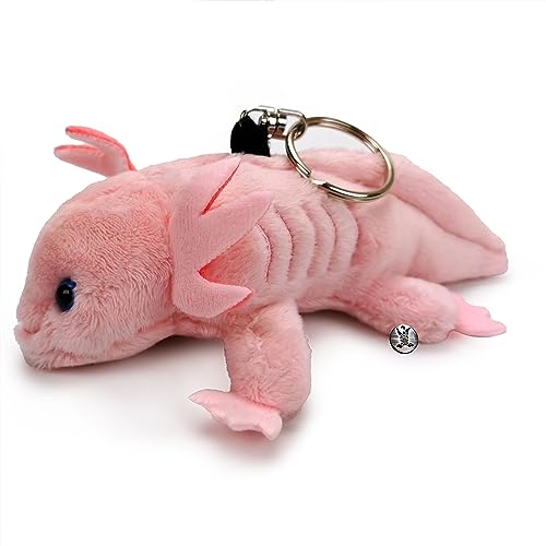 Axolotl Schlüsselanhänger Kuscheltier Plüsch Anhänger rosa Lurch ROSELLA von Kuscheltiere.biz