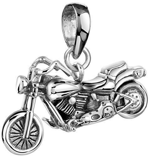 Silberner Motorrad Big Bike Anhänger für Ketten von Kuzzoi aus massivem 925er Sterling Silber für Halsketten, sehr hochwertig und exklusiv 361368-000 von Kuzzoi