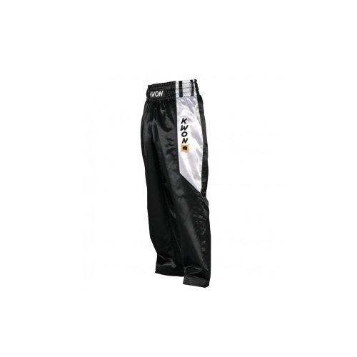 KWON Kickboxing Hose "Satin", Schwarz/Weiß Kwon 170 cm von Kwon