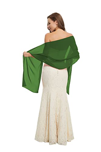 Chiffon Tücher und Wraps für Abendkleider, Damen Leichter Weicher Schal für Hochzeit Braut Schultertuch, Eleganten Cape Umhang für Kleid Cocktailkleid Party Accessoires, Dunkelgrün von Kyhlten