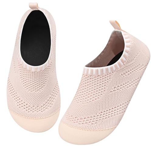 Kyopp Hausschuhe Kinder Junge Mädchen rutschfest Atmungsaktive Weich Pantoffeln für Unisex Lauflernschuhe Kleinkinder Schuhe Kindergarten Barfussschuhe(Einfarbig-Hellrosa 20/21EU) von Kyopp