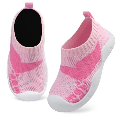 Kyopp Hausschuhe Kinder Lauflernschuhe Junge Mädchen Rutschfest Weich Barfussschuhe Atmungsaktive Babys Slipper Kindergarten Pantoffeln(Meerjungfrau Rosa 21EU) von Kyopp