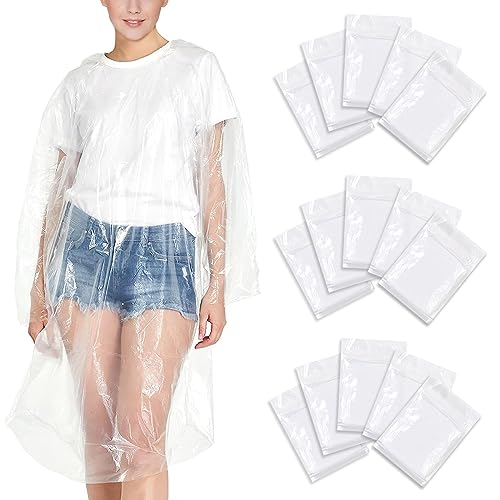 Kyrilali 15PACKS Regenponcho mit Kapuze, Wasserdicht Einweg Regenponcho für Konzert, Wandern, Outdoor Festivals, Radfahren, Camping, No.23015 von Kyrilali