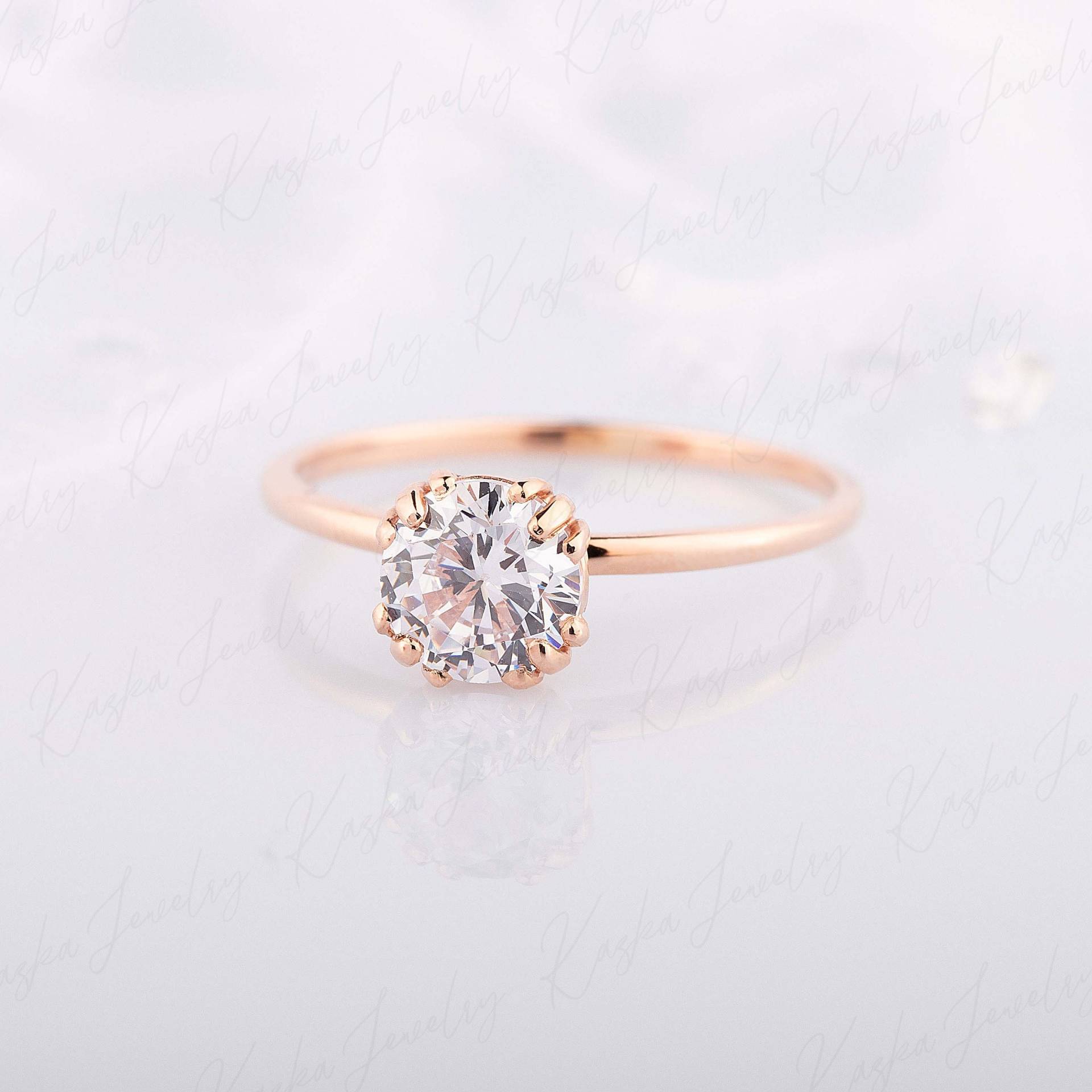 Rosegold Solitär Verlobungsring, Frauen Ehering, Benutzerdefinierte Edelstein Ring, Personalisierte Geburtsstein Ring, Solitär Versprechen Ring von KzKJewel