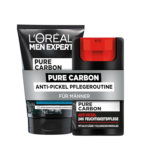 L'Oréal Men Expert Anti-Pickel Pflegeset für Männer, Mit Gesichtspeeling & Gesichtscreme, Set für Herren gegen Mitesser und Pickel Unreinheiten, Pure Carbon, 2-teilig L'Oréal Men Expert Anti-Pickel Pflegeset für Männer, Mit Gesichtspeeling & Gesichtscreme, Set für Herren gegen Mitesser und Pickel Unreinheiten, Pure Carbon, 2-teilig von L'Oréal Men Expert