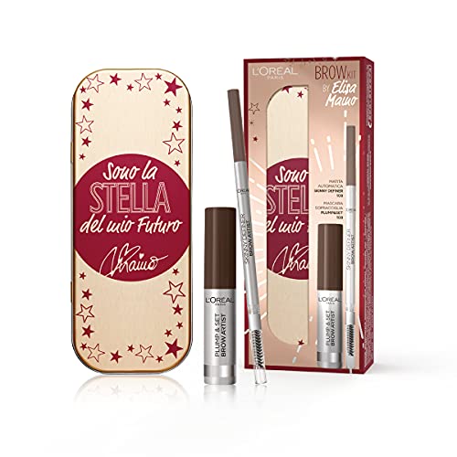 L'Oréal Paris Pochette Geschenkidee für Damen, inklusive Augenbrauenstift Le Skinny Definer Dark Brunette (108), Augenbrauen-Mascara Plump&Set von L'Oréal Paris