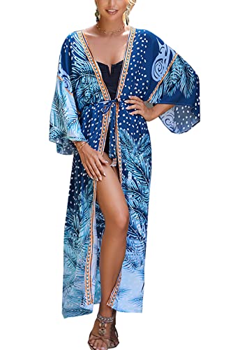 L-Peach Damen Bohemian Cardigan Nachthemd Langes Loungewear Strandkleid Vertuschungen Robe Sarong Pareo von L-Peach