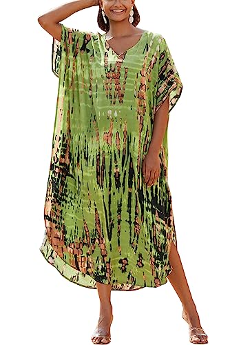 L-Peach Damen Bohemian Kaftan Nachthemd Langes Loungewear Strandkleid Vertuschungen Robe Sarong Pareo von L-Peach