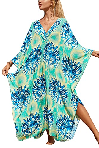 L-Peach Damen Langes Caftan Nachthemd Loungewear Strandkleid Vertuschungen Robe Sarong Pareo von L-Peach