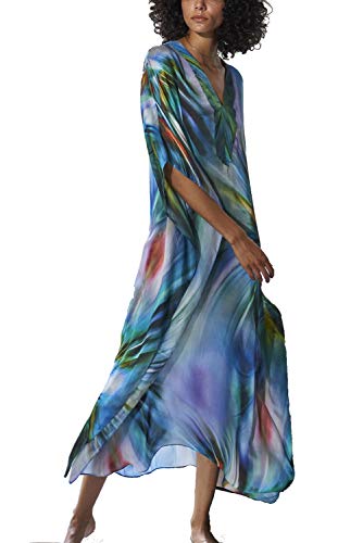 L-Peach Damen Sommer Strandtunika Strandkleid Sommerkleider Strandhemd Maxi Kaftan Bademode Cover Up von L-Peach