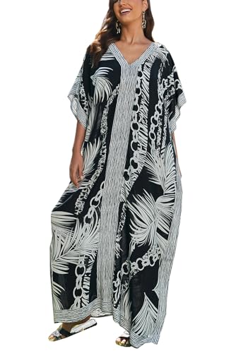 L-Peach Langes Kaftan-Nachthemd für Damen, geräumig, Homewear, übergroßer Maxi-Kimono, Überzug, Bademäntel, A2 Schwarz, Einheitsgröße L-Peach Langes Kaftan-Nachthemd für Damen, geräumig, Homewear, übergroßer Maxi-Kimono, Überzug, Bademäntel, A2 Schwarz, Einheitsgröße von L-Peach