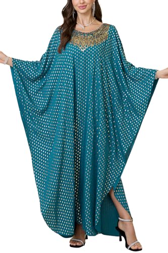 L-Peach Langes Kaftan-Nachthemd für Damen, geräumig, übergroß, Maxi-Badeanzug, Übergröße, Bademäntel, A3, Grün, One size L-Peach Langes Kaftan-Nachthemd für Damen, geräumig, übergroß, Maxi-Badeanzug, Übergröße, Bademäntel, A3, Grün, One size von L-Peach