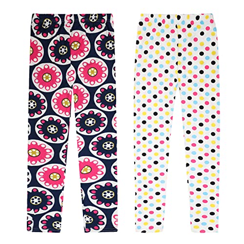 L SERVER 3er Pack Kinder Mädchen Leggings Hosen Strumpfhose Blumenmuster Kinder Bedruckte Stretch für Kinder 4-13 Jahre,146,(Etikettengröße: 80) von L SERVER