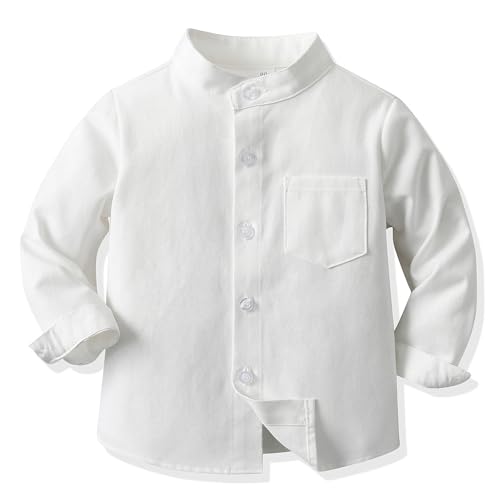 L SERVER Hemd Jungen Baumwoll Strickjacke Kinder Langärmelige Hemden Stehkragen Frühjahr und Herbst Freizeithemd, Weiß, 68-74 L SERVER Hemd Jungen Baumwoll Strickjacke Kinder Langärmelige Hemden Stehkragen Frühjahr und Herbst Freizeithemd, Weiß, 68-74 von L SERVER