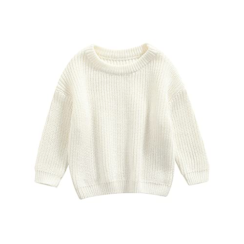 L&ieserram Baby Mädchen Jungen Gestrickt Pullover Jumper Neugeborenen Kinder Langarm Strickpullover Einfarbige Pulli Kleinkinder Kleidung Outfit Knitted Sweater 0-5 Jahre (Weiß, 3-6 Monate) von L&ieserram