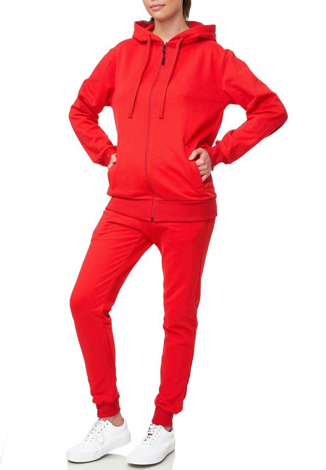 L.gonline Freizeitanzug Damen Jogginganzug, Freizeitanzug, Hausanzug 586 (Kapuzenjacke mit Reißverschluss, Hose, 2-tlg), Fitness Freizeit Casual von L.gonline