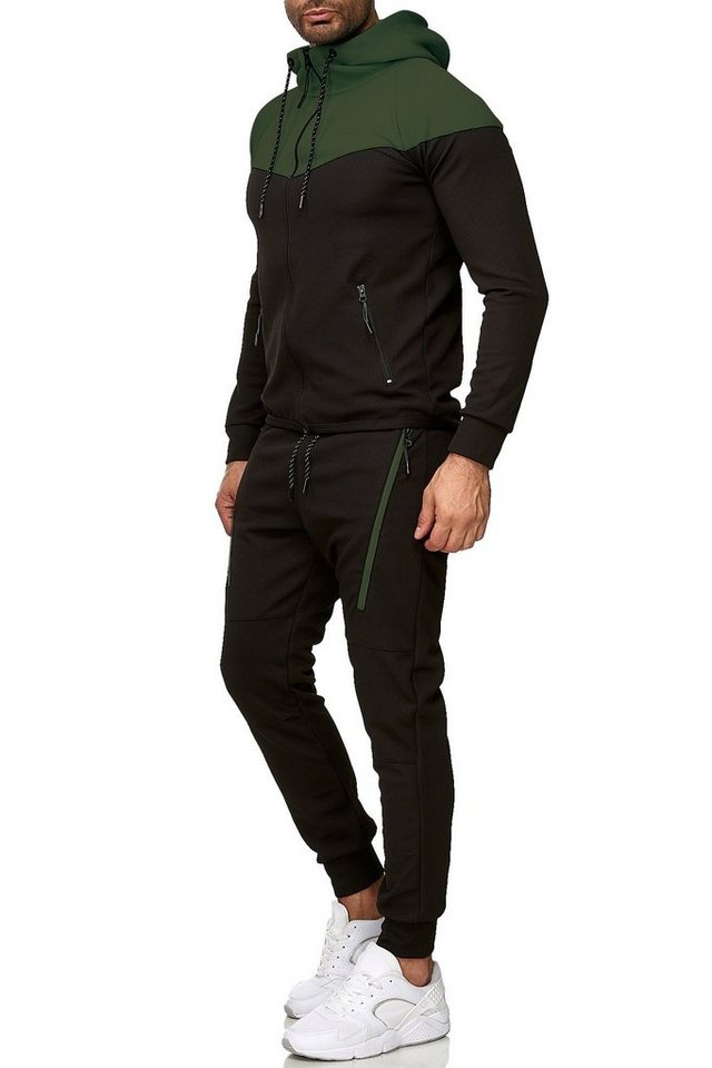 L.gonline Freizeitanzug Herren Jogging-ANZUG, Freizeitanzug, Sporthose und Kapuzenjacke, (Kapuzenjacke mit Reißverschluss, Hose, 2-tlg), Fitness Freizeit Casual von L.gonline