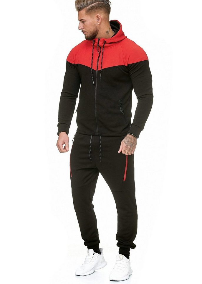 L.gonline Freizeitanzug Herren Jogging-ANZUG, Freizeitanzug, Sporthose und Kapuzenjacke, (Kapuzenjacke mit Reißverschluss, Hose, 2-tlg), Fitness Freizeit Casual von L.gonline