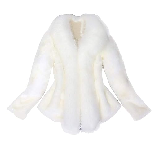 L9WEI Damen Elegant Pelzmantel Kurz Warme Kunstpelz Mantel Langarm Flauschige Fellmantel Slim Warm Wintermantel von L9WEI