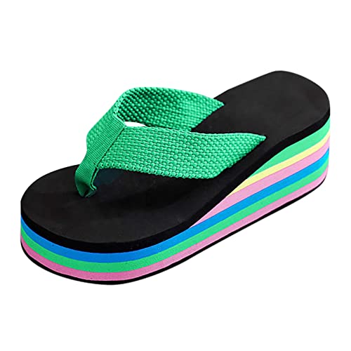 Women's Flip Flop Sandals Comfort Summer Beach Fashion Backless Colored Thick Sole Shoes Thong Slip on Wedges Sandals von L9WEI
