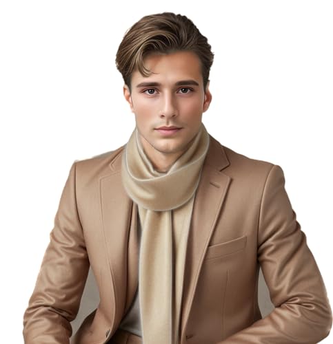 LA FERANI Herren Sommerschal Kaschmir 180x70cm dünn für formelle Anlässe Anzug elegant Stil Klassik Herrenschal Geschenk für Ihn (Beige) von LA FERANI