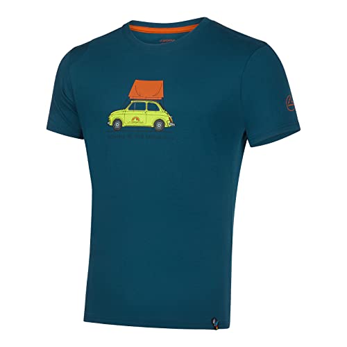 LA SPORTIVA Herren Klettershirt Kurzarmshirt Rundhalsshirt Climbing T-Shirt, Farbe:Blau, Artikel:-639208 Storm Blue/Hawaiian Sun, Größe:L von LA SPORTIVA