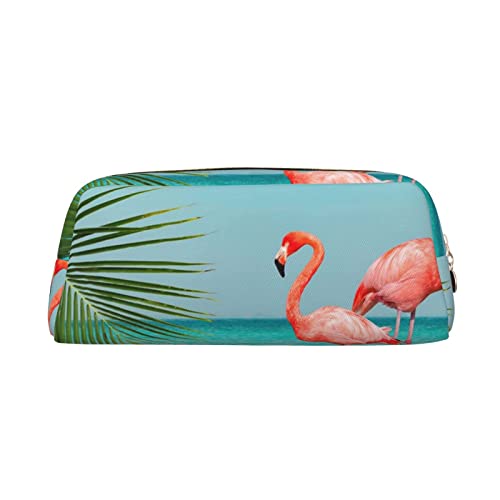 Flamingo in Wasserdruck Leder Make-up-Tasche für Damen und Mädchen, kleine Reise Hand Clutch Kosmetiktasche für Bleistift Schreibwaren Schlüssel oder kleine Kosmetika., gold, Einheitsgröße von LAAVVA