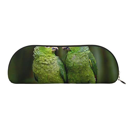 Zwei Papageien auf grüner Palme bedruckte Leder-Make-up-Tasche für Frauen und Mädchen, kleine Reise-Hand-Clutch-Kosmetiktasche für Bleistift, Schreibwaren, Schlüssel oder kleine Kosmetika., gold, Einheitsgröße von LAAVVA