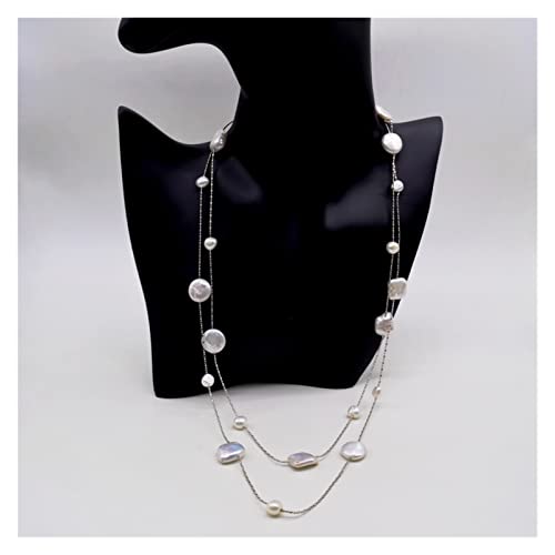 LABDIP Mode-Accessoires Lange Halsketten for Damen Natürliche Süßwasserperlenketten Weiße lange Perlenketten Doppelpullover-Halsketten Verlobungsschmuck erfüllen von LABDIP
