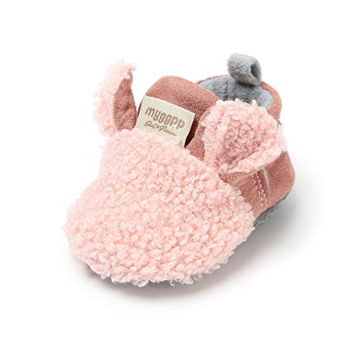 LACOFIA Baby Jungen Mädchen Warme Winterschuhe Kleinkind rutschfest Weiche Sohle Krabbelschuhe Rosa 6-12 Monate von LACOFIA