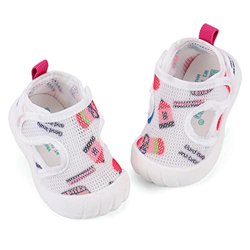 LACOFIA Baby Lauflernschuhe Mädchen Erste Babyschuhe Kleinkind Mesh Sneaker rutschfeste Atmungsaktive Turnschuhe Rosa 20(Etikett 18) von LACOFIA