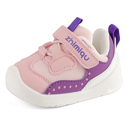 LACOFIA Baby Lauflernschuhe für Mädchen Erste Babyschuhe rutschfeste Gummisohle Kleinkind Sneaker Rosa 21 EU(Etikett 19) von LACOFIA