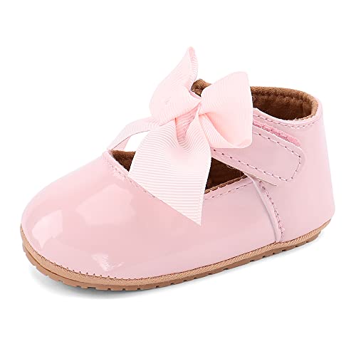 LACOFIA Baby Mädchen Ballerinas Baby rutschfest Bowknot Prinzessin Schuhe Krabbelschuhe Rosa 6-12 Monate von LACOFIA