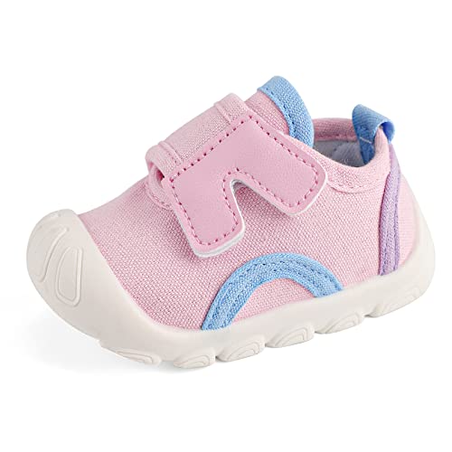 LACOFIA Baby Mädchen Lauflernschuhe Erste Babyschuhe Kleinkind Sneaker rutschfeste Rosa 17(Etikett 14) von LACOFIA