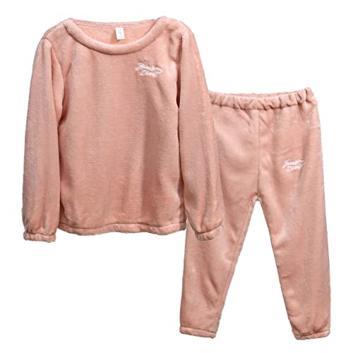 LACOFIA Baby Mädchen Schlafanzüge Warme Polar Fleece Pyjama Set Kleinkind Winter Langarm Hausanzug Nachtwäsche Pjs Mit Lange Oberteile Und Hosen Rosa 1-2 Jahre 90 von LACOFIA