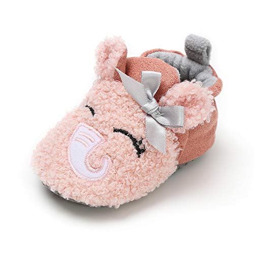 LACOFIA Neugeborenes Baby Jungen Mädchen Warme Winterschuhe Kleinkind rutschfest Weiche Sohle Krabbelschuhe Rosa 12-18 Monate von LACOFIA