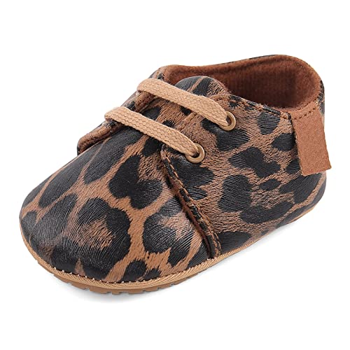 LACOIFA Baby Jungen Mädchen Turnschuhe Oxford Schnürschuhe Baby rutschfeste Erste Laufschuhe Leopard 12-18 Monate von LACOFIA