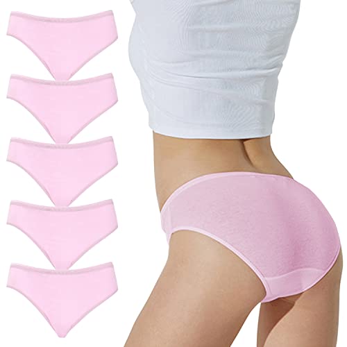 LAEMILIA 5pcs Einwegslips Damen Baumwolle Einwegunterhosen niedrige elastische Taille Einmal Unterwäschen für Krankenhaus Mutterschaft Menstruation Reise Spa 3XL Rosa von LAEMILIA