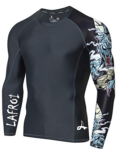 LAFROI Herren Langarm UPF 50+ Kompressionsshirt Rash Guard-CLYYB (Asymmetric Werewolf,LG) von LAFROI