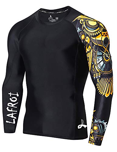 LAFROI Herren Langarm UPF 50+ Kompressionsshirt Rash Guard-CLYYB (Asymmetric Time Manager,LG) von LAFROI