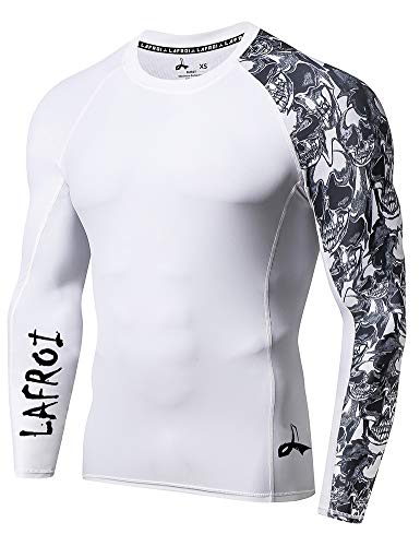 LAFROI Herren Langarm UPF 50+ Kompressionsshirt Rash Guard-CLYYB (Asymmetric Skull,XL) von LAFROI